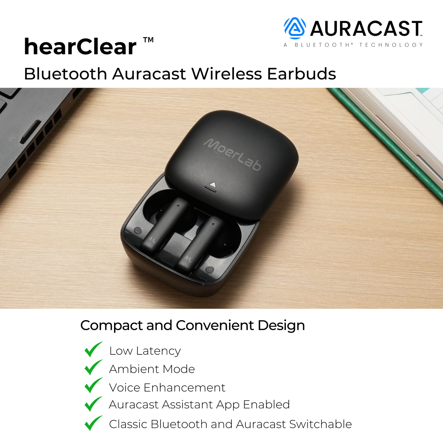 hearClear™Auracast™ ワイヤレス イヤホン