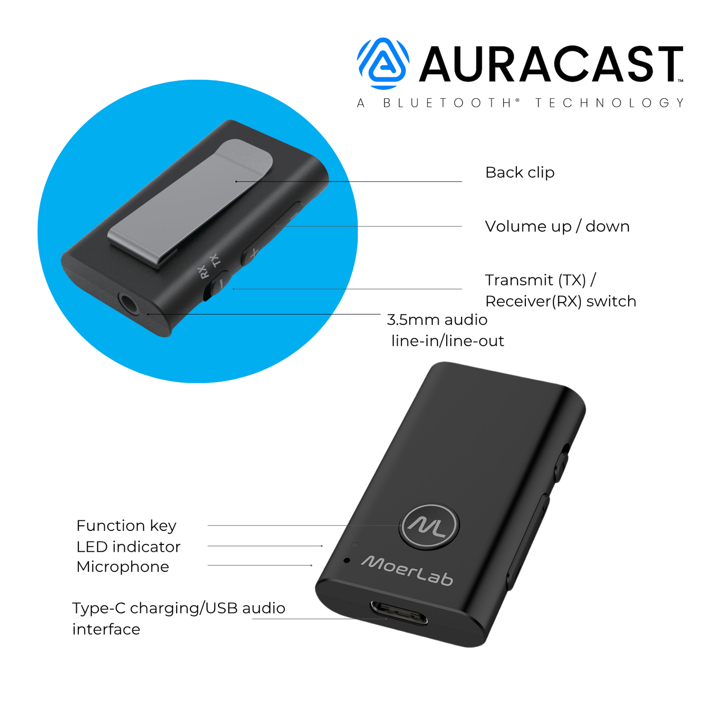 MoerDuo™ Auracast™ Audio Transceiver