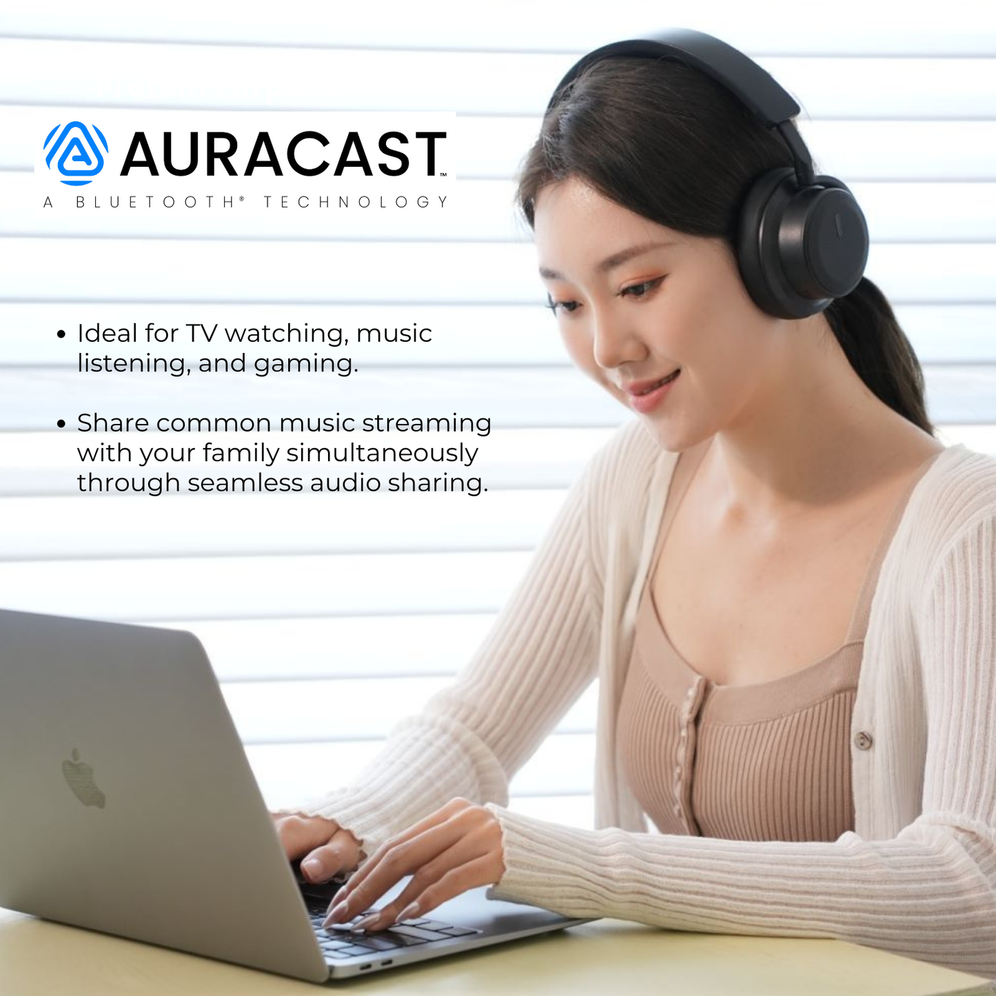 EchoBeats™ ANC Auracast™ ワイヤレス ヘッドフォン (送信機と一緒に販売)