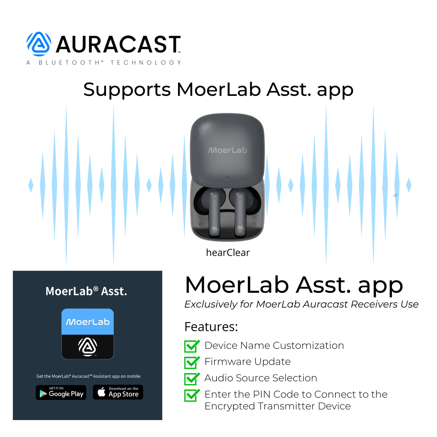 hearClear™Auracast™ ワイヤレス イヤホン