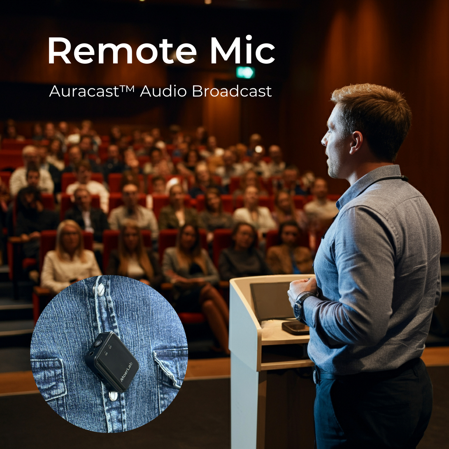 SoundLinker™ ポータブル Auracast™ オーディオ トランスミッター