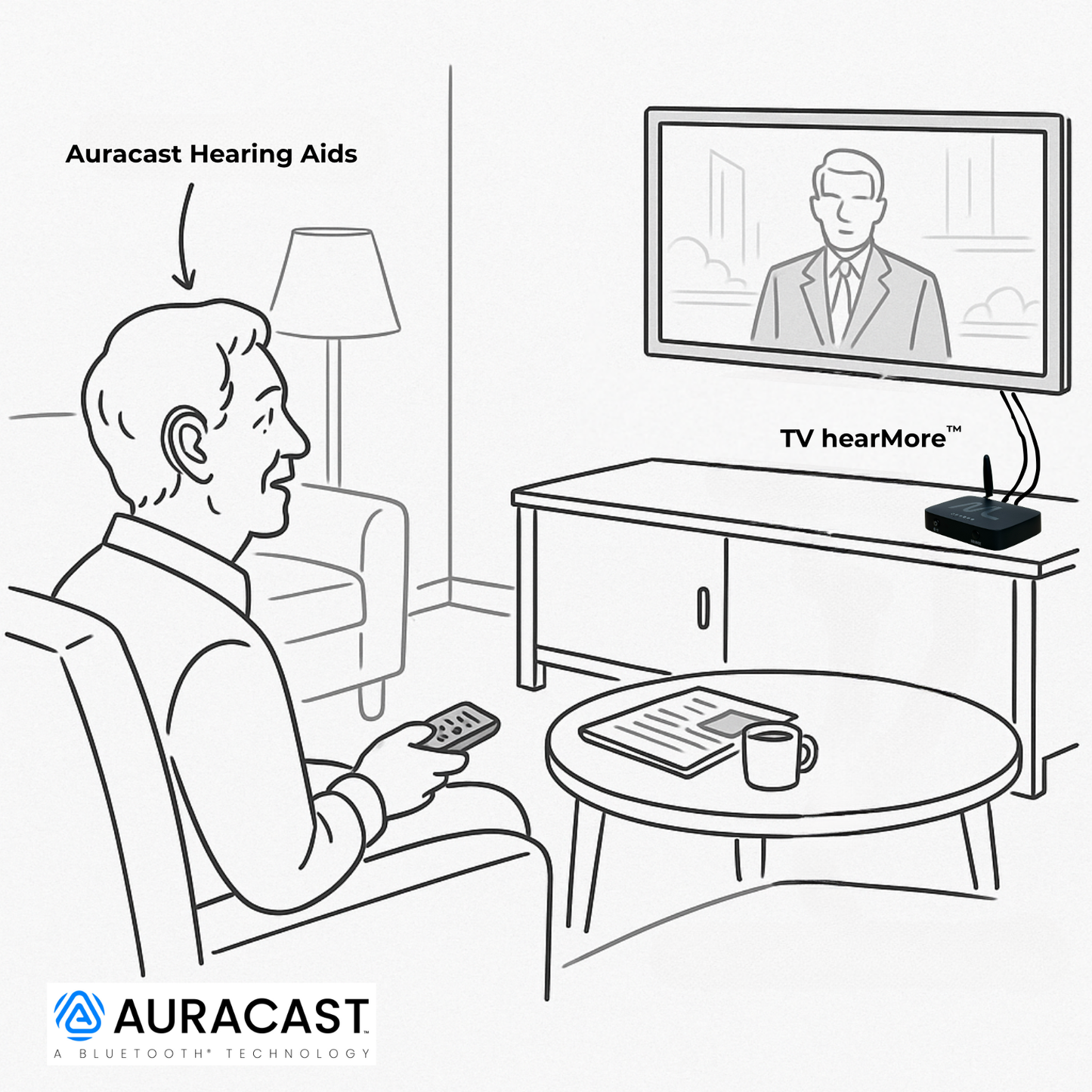TV hearMore™ Auracast™ オーディオ トランスミッター