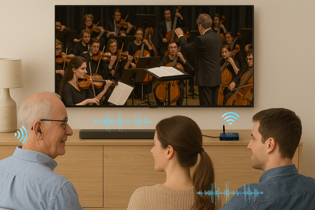 Enjoy TV Together: TV hearMore Outputs to Auracast™ Hearing Aids and Wired Soundbars Simultaneously