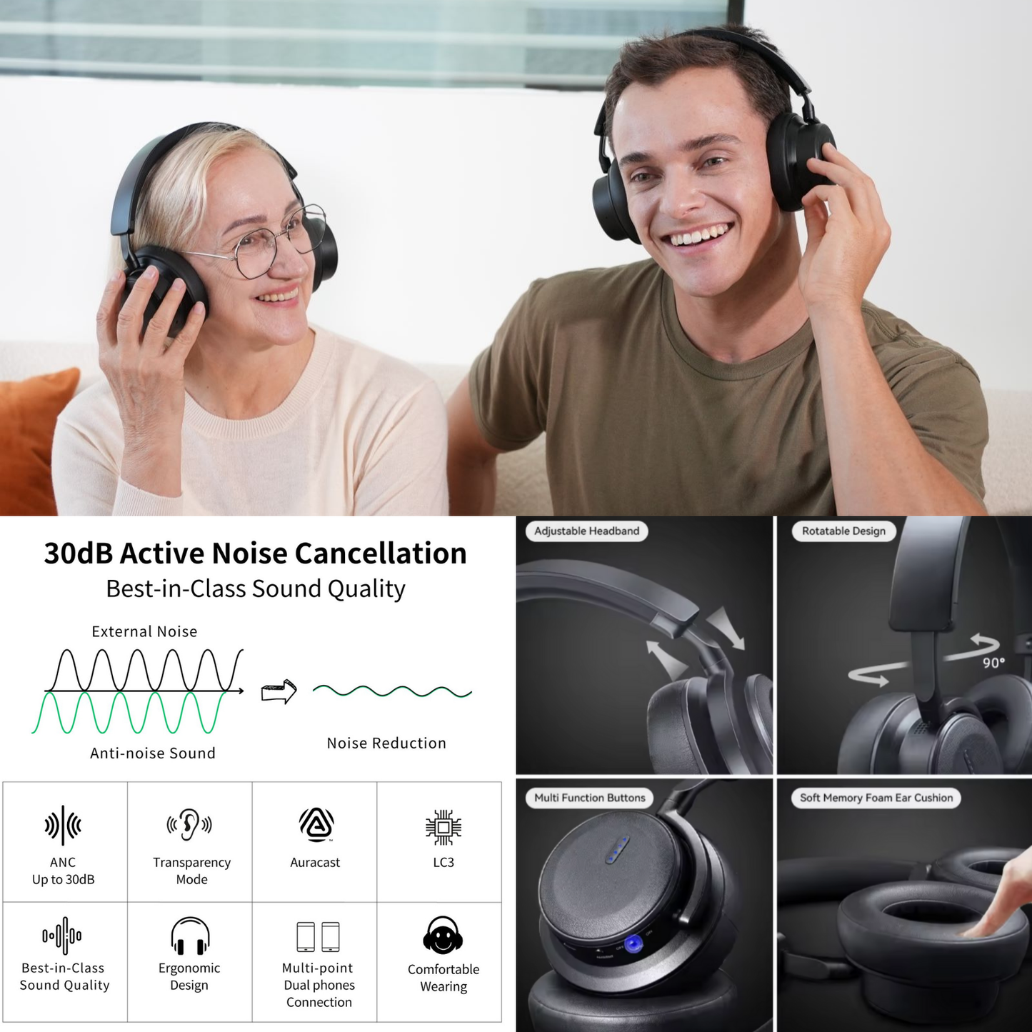 Auriculares inalámbricos EchoBeatz™Auracast™ ANC 