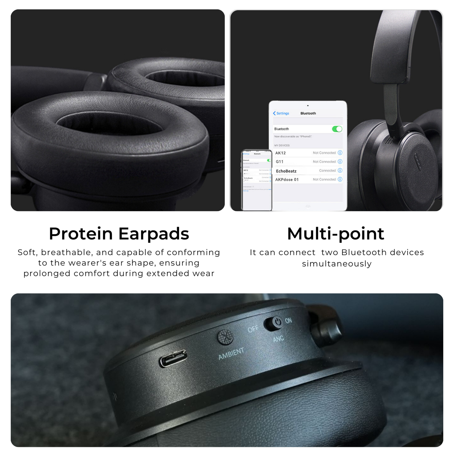 EchoBeatz™ ANC Auracast™ Wireless Headphones (Packed with DB100  ULL Auracast Transmitter)