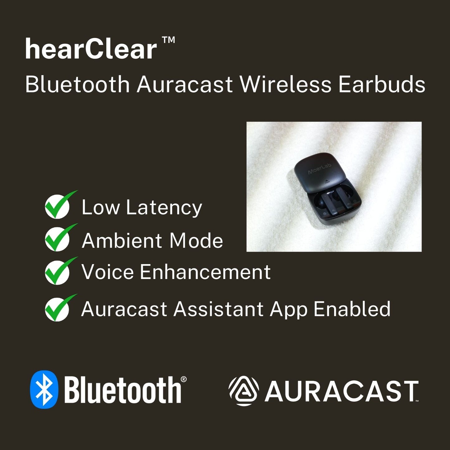 hearClear™Bluetooth Auracast ワイヤレス イヤホン