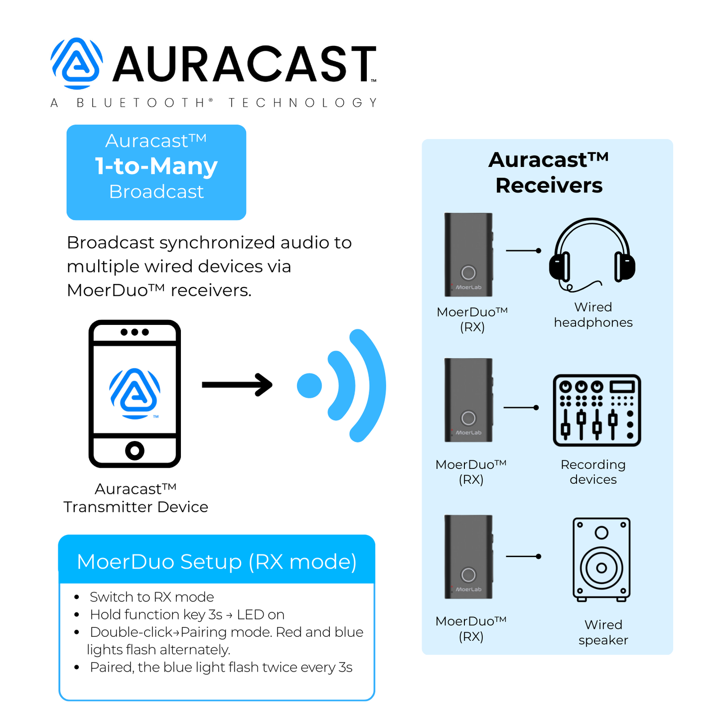 MoerDuo™ Auracast™ オーディオ トランシーバー