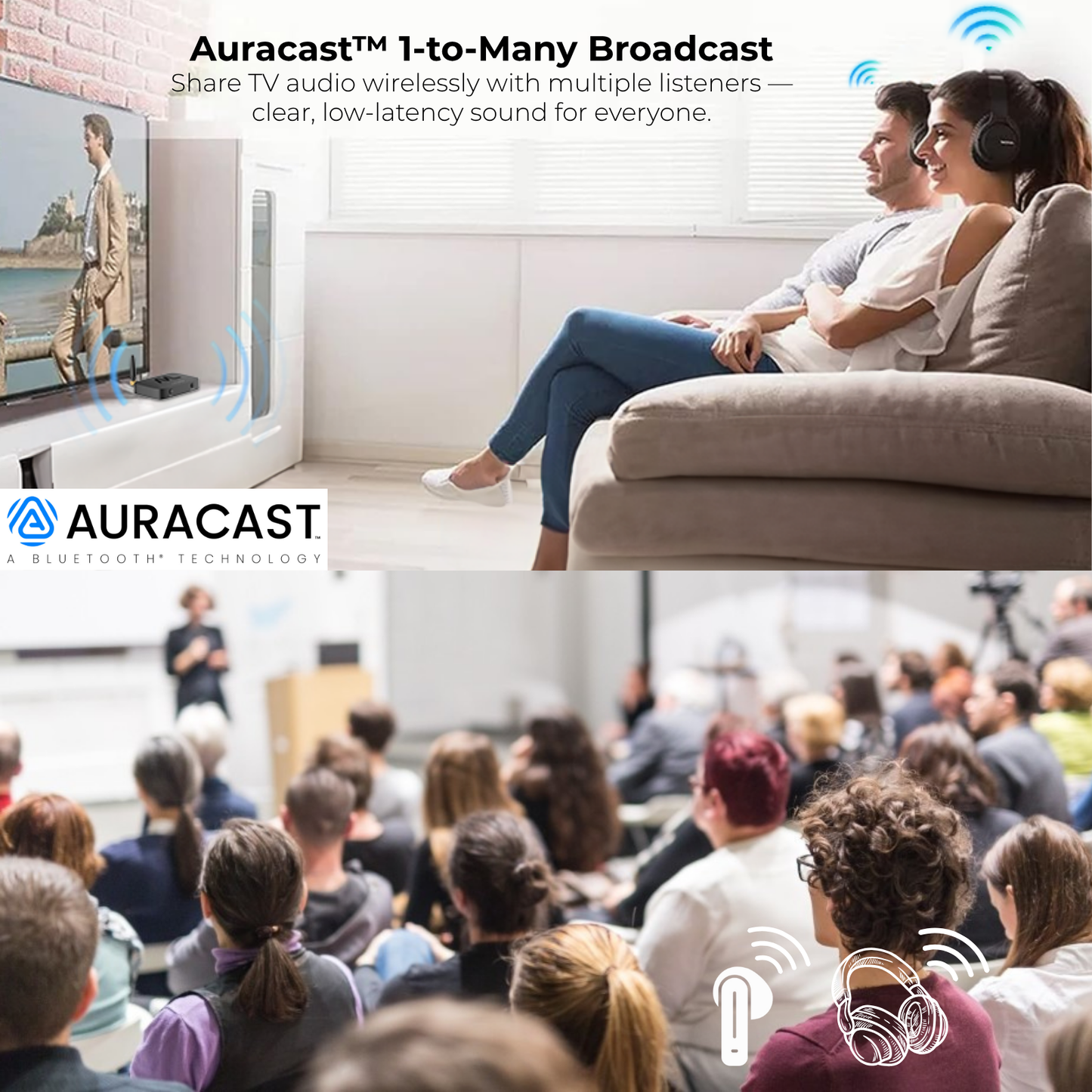 TV hearMore™ Auracast™ オーディオ トランスミッター