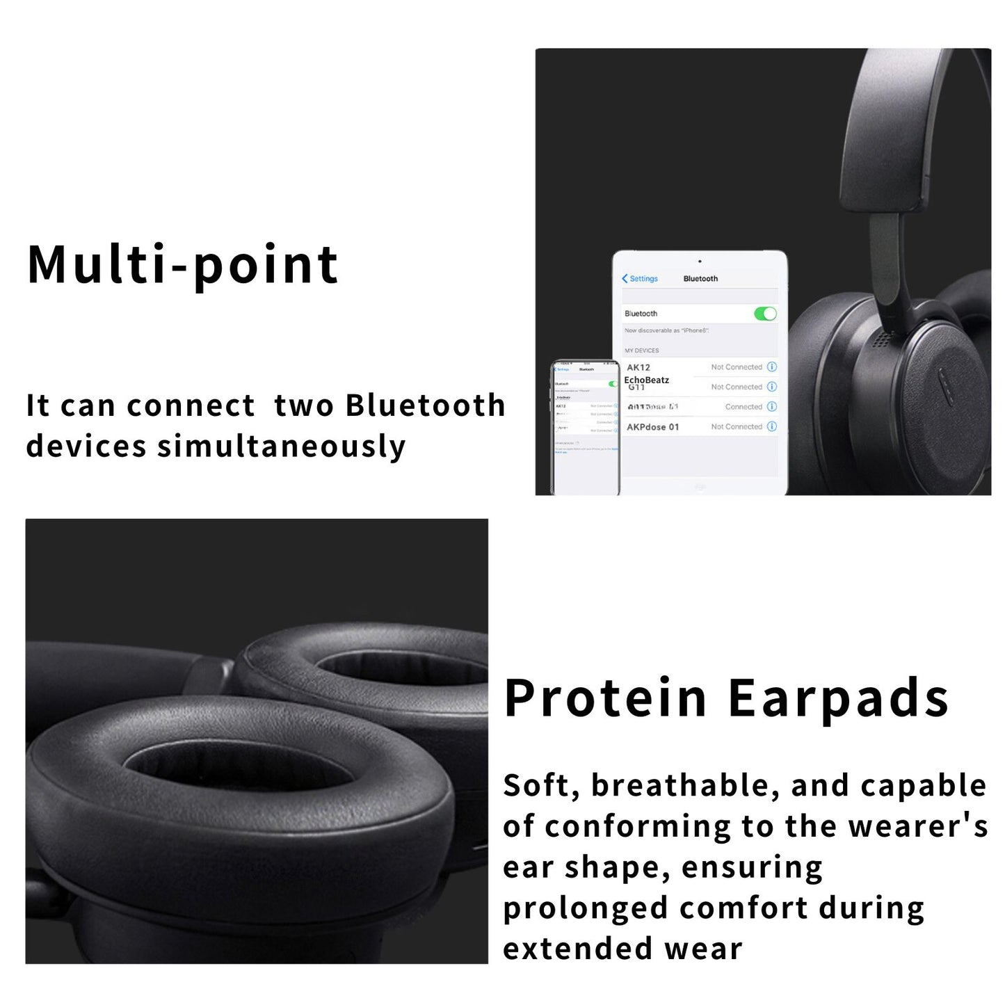 EchoBeatz™ ANC Bluetooth Auracast Wireless Headphones (Bundled with an ULL Transmitter Dongle)