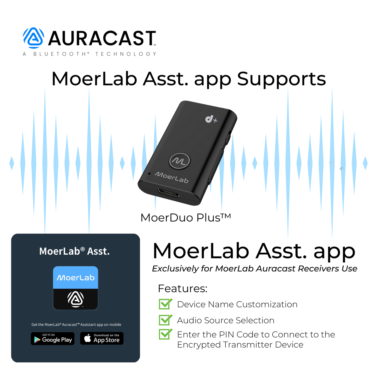 MoerDuo Plus™ Auracast™ オーディオレシーバー