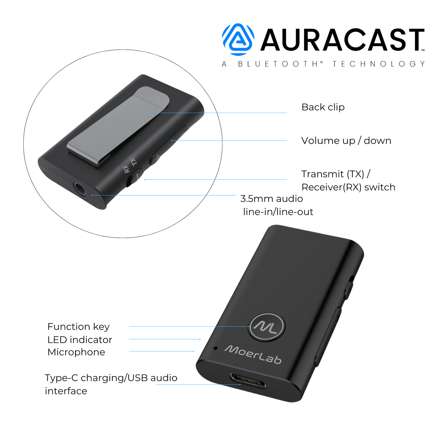 MoerDuo™ Auracast™ Audio Transceiver