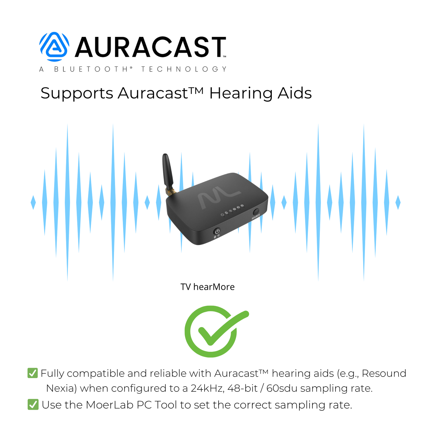 TV hearMore™ Auracast™ オーディオ トランスミッター – MOOR